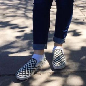 checkered vans with jeans